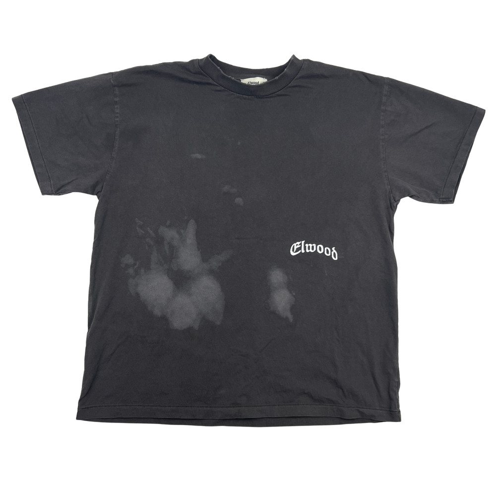 Elwood Size Small Black 100% Organic Cotton T-Shirt Distressed Crew Neck Tee