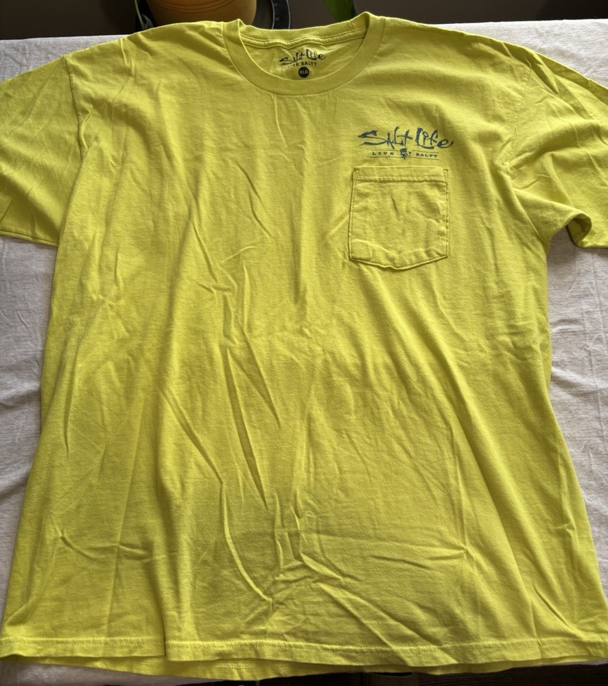 Salt Life Neon Yellow Graphic Pocket T-Shirt – Size XL