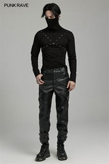 PUNK RAVE Men Punk Rock Gothic Steampunk Tops long-sleeved shirt High Collar