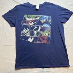 Gildan Softstyle One-Punch Man Saitama Graphic Print Blue Men’s Tee Size M