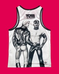 Tom of Finland Mesh Tank Top — “TOM 73” (gay, leather pants)