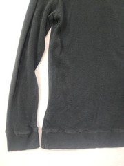 True Religion Thermal Shirt Mens M Black Horseshoe Logo Waffle Knit Henley Neck