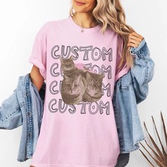Personalized Cat Pet Photo Comfort Tee Custom Dog Shirt Gift