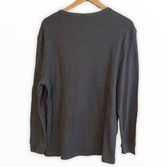 Level Ten Mens XL Henley Shirt Charcoal Grey Waffle Knit Long Sleeve Ribbed Top