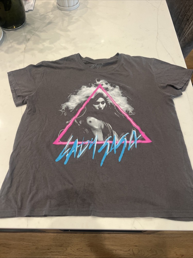 Lady Gaga Graphic Print Gray Men’s T-Shirt Size Large Super Soft