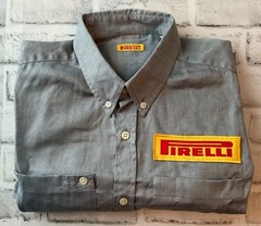 Vintage VW Volkswagen Racing Button Shirt Size Med Castrol Pirelli F1 Mechanic