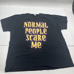 Jerzees Normal People Scare Me T Shirt Short Sleeve Graphic Black Size 2XL {152}