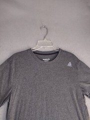 Reebok Mens Shirt Medium Gray Short Sleeve Crewneck Solid Casual Logo Pullover