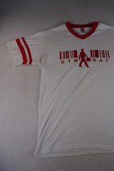 Augusta Sportswear T Shirt Unisex Large White Red Gym Rat Graphic V Neck Casual