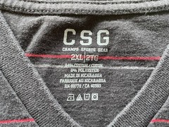 CSG Champs Sports Gear Mens Striped T Shirt V Neck Short Sleeve, Black, Size 2XL