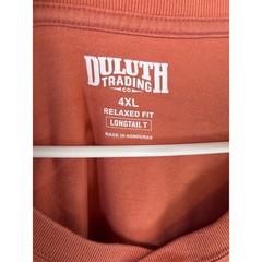 Duluth Trading Co Longtail T Henley Shirt Mens 4XL Relaxed Fit Orange Cotton