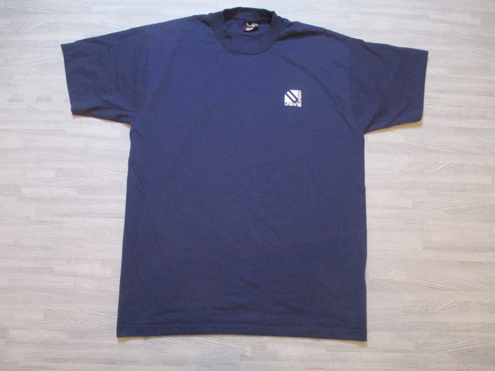 Vintage 90s Single Stitch T Shirt Mens Large Blue Urban Fruit of the Loom Best