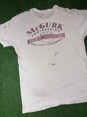 Vintage 50s Mcgurk Hot Rod Speed Racing Water Print Medium Distressed Shirt USA