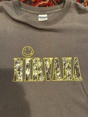 1997 Gray Foil Nirvana Vintage T-Shirt Gildan Tag Double Stitch Kurt Cobain