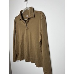 UNTUCKit Shirt Mens Medium Tan Stretch 1/4 Button Casual Top Long Sleeve Collar