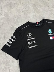 Mercedes AMG Petronas F1 Black Short Sleeve Big Logo T-Shirt Size S