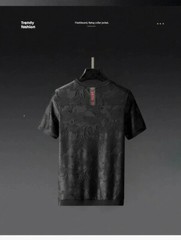 Fashion Camouflage Trend Embroidery Summer Short Sleeve Luxury Men Black T-Shirt