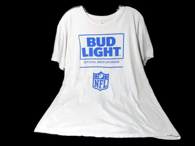 Hanes Nano Bud Light NFL Football T Shirt XL White (with stains)