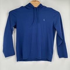 Polo Ralph Lauren Mens Medium Blue Drawstring Hooded Long Sleeve Shirt