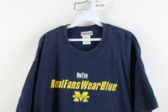 Vintage 90s Y2K Mens XL Sun Faded University of Michigan Football T-Shirt Blue