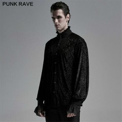 Punk Rave Men Goth Tops Palace Rereo Jacquard Banquet Wedding Long Sleeve Shirt