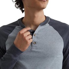 Hanes Mens Beefy Long-Sleeve Shirt Colorblock Henley threebutton Tag Free raglan