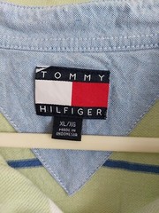 TOMMY HILFIGER XL XG GREEN WHITE BLUE POLO SHIRT VERY GOOD USED CONDITION