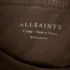 AllSaints Brace Tonic Crew T-Shirt Mens XL Brown Cotton Ramskull Logo MD131G