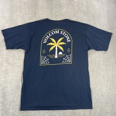 Volcom Stone Men’s Large Navy Blue Short Sleeve Palm Tree Graphic T-Shirt