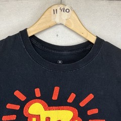 Retro 90s Keith Haring Pop Shop Art Radiant Baby Barking Dog T-Shirt Sz Me Black