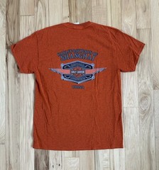 Harley Davidson Dog Races Shanghai China T-Shirt Mens Orange Size Medium Motor