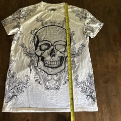 Heads or Tails Shirt Small Skull Rhinestone Tattoo Graphic Unique Bones 💀