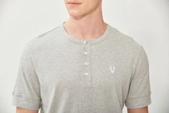 VarietyAthletics Mens Soft Pima Cotton Elastic Sleeve Cuff Henley T-Shirt