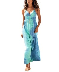 Women’s Sleeveless Maxi Dress – Smocked Waist, Decorative Straps, Unique Prin…