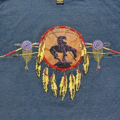 Vintage 1994 Native American Horse Rider Dream Catcher AOP T-Shirt USA Made – XL