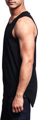 Men Solid Color Curved Hem Long Length Tank Top – Perfect for Summer Casual Wear