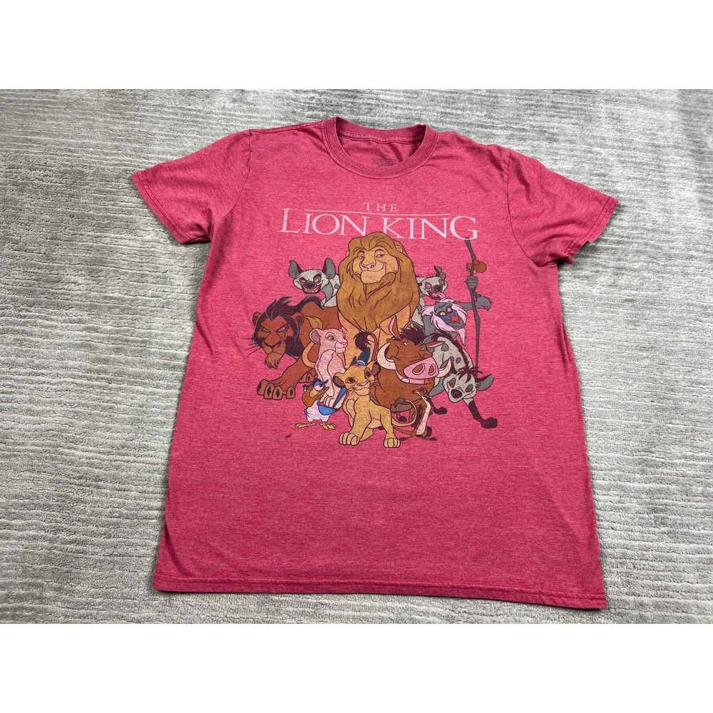 Disney T-Shirt Unisex Medium Red The Lion King Graphic Crew Neck Heathered Tee