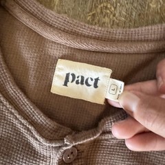 Pact Henley Shirt Mens Large Brown Waffle Thermal Organic Cotton Long Sleeve