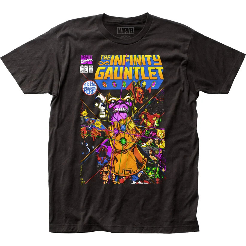 INFINITY GAUNTLET T-SHIRT Thanos Graphic Black Marvel Comics NEW