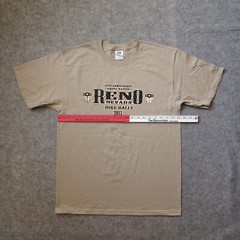 Reno Nevada Bike Rally Shirt Mens Large Beige Double Side Skull Wings Logo 2013