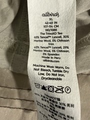 Allbirds Alltrails Men’s Natural Tee Merino Wool Blend XL Moisture Wicking Cream