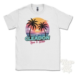 CLEADON TYNE & WEAR T-SHIRT – Retro Miami Style Funny UK Summer Parody