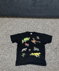Vintage 90s All Over Print Front Back Nature Frogs Colorful Mens Boxy Large