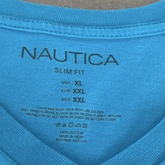 Nautica Men’s Blue Crew Neck Short Sleeve Cotton Knit Logo Slim Fit T-Shirt XL