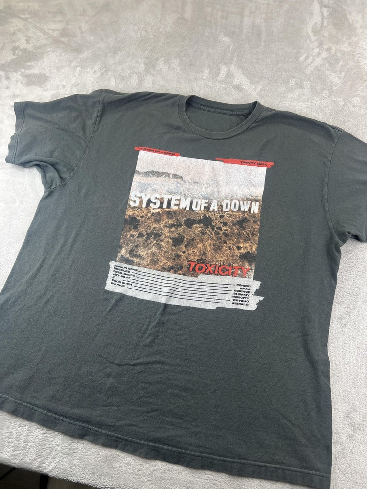 System Of A Down 2001 Toxicity Shirt Mens 2XL Gray Album Cover Graphic Band Tee
