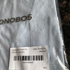 Bonobos Lightweight Beach Tee~Slim Fit ~Small~T-Shirt Stream Blue New V745-