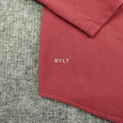 BYLT Shirt Mens Small Maroon Drop Cut Long Sleeve Henley LUX Stretch Casual-