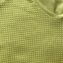 Vintage 1990s Hip Hop CK1 V-Neck Short Sleeve Shirt Square Green Neon Men L
