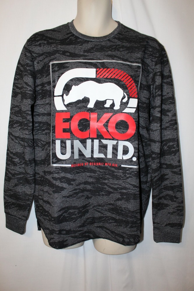 mens ecko unltd thermal shirt M nwt black marled camo
