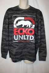 mens ecko unltd thermal shirt M nwt black marled camo